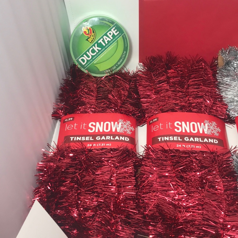 Tinsel Garland an Christmas cards with envelopes